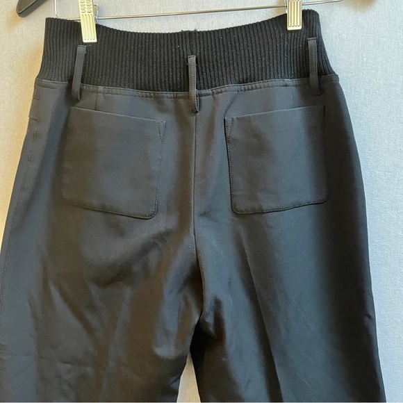 M Siamo Solid Black Ribbed Knit Waist Straight Leg Trouser Pants Sz 6 - Picture 4 of 11
